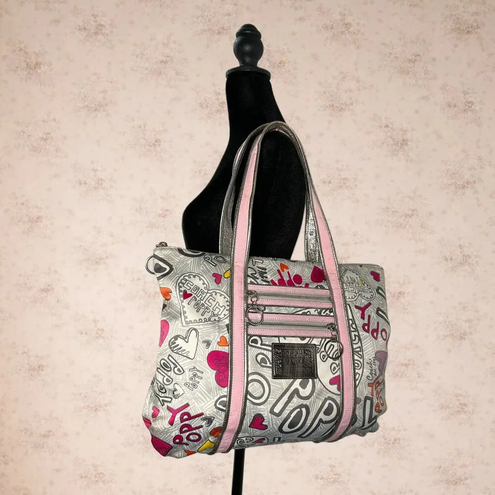 Coach Poppy Graffiti Heart Glam Tote shoulder bag- Style #14635 - Picture 2 of 7